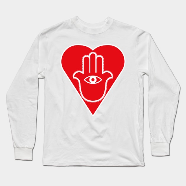 Hamsa Heart Long Sleeve T-Shirt by BeyondGraphic